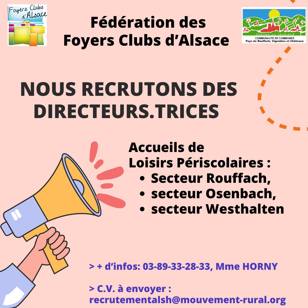 Offre Emploi accueils priscolaires Ccparovic